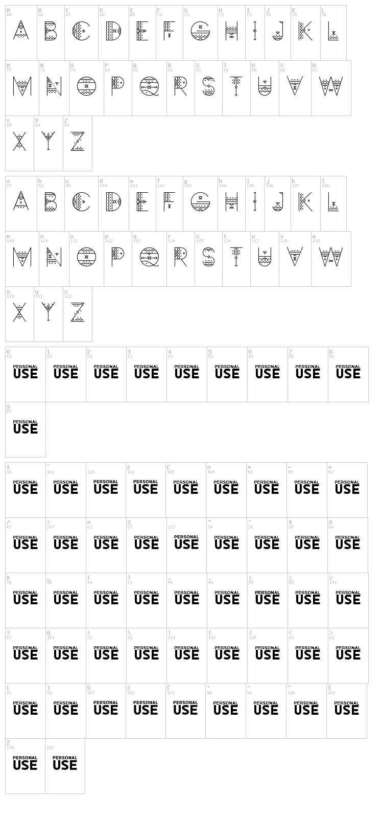 Zilap Africa font map